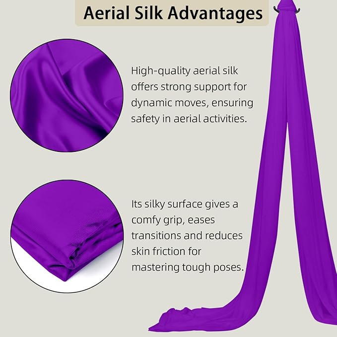 15/25 Yards Aerial Silk Professional Indoor Aerial Yoga Hammock Fabric Outdoor Fitness Silk for Dance, Circus Training, Home Gym