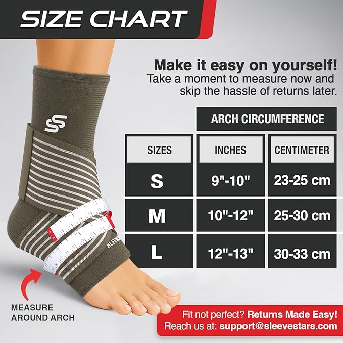 Sleeve Stars Ankle Brace for Women & Men, Ankle Wrap for Sprain, Compression Sleeve for Plantar Fasciitis Relief, Easy Customizable Support: w/ Removable Strap (Pair/M:10"-12"/Mocha Brown)