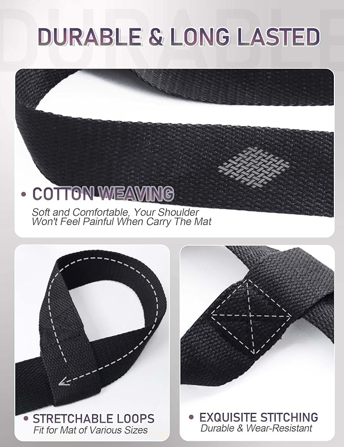 MRZZATA Yoga Mat Carrier Strap - Adjustable Thick and Wide Strap for Carrying Mat or Stretching, Black