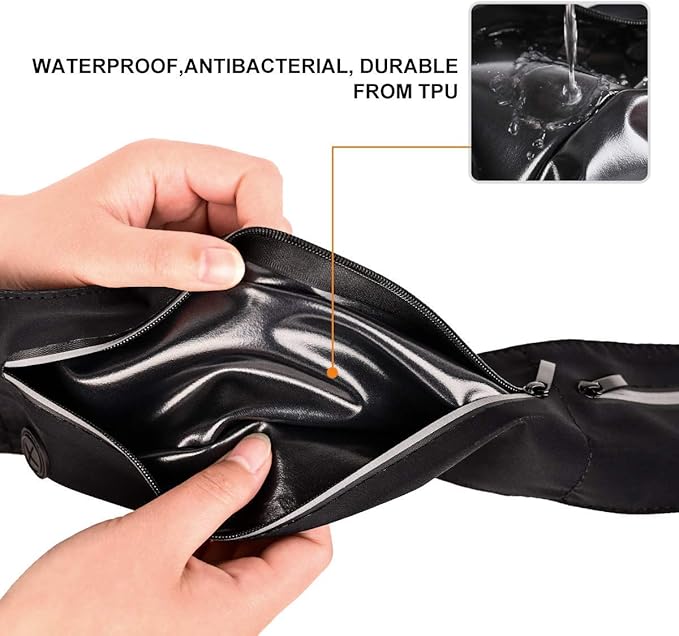 GUZACK Slim Running Belt for Phone 6.8'', Ultra Light Running Belts for Women/Men, Zipper Waterproof Running Waist Pack, Reflective Running Fanny Pack With 3 Separate pouch
