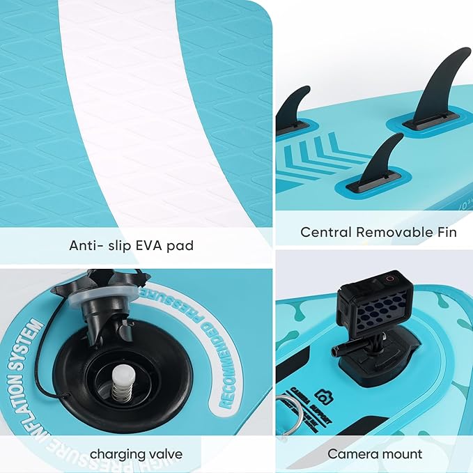 Inflatable Paddle Board,Stand Up Paddle Board Set, Extra Wide SUP Board with Removable Fin, Floating Paddle, Hand Pump, Waterproof Phone Pouch,Traveling Board