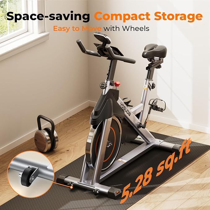 YOSUDA Exercise Bike, Brake Pad Stationary Bike for Home with Exclusive App, Magnetic Indoor Cycling Bike with 300 lb Weight Capacity, Low Noise, Tablet Holder and Fitness Courses for Weight Loss