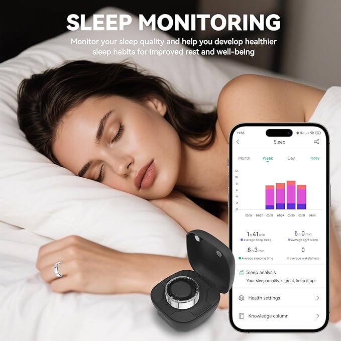 Smart Ring for Men Women with Black Charging Box, Bluetooth, Health Ring , IP68 Waterproof, Fitness Ring Tracks Heart Rate/Sleep/Steps/Sports Activities/Blood Oxygen,non-subscription app (Silver, 10)