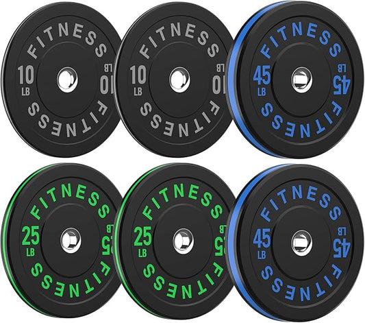 2 Inch Bumper Plates，10-500lbs，Barbell Rubber Olympic Weight Plates Set for Home Gym, Strength Training & Weight Lifting, Multiple Options Colors