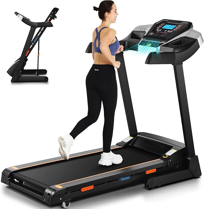 Treadmill with 15% Auto Incline, FUNMILY 3.25HP Heavy Duty Treadmill for Home, 300 lb Weight Capacity Folding Running Machine, Smart App Control/Shock Absorption/Bluetooth Speaker/Large LED Display