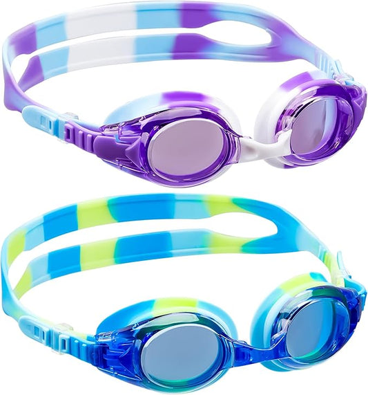 Aegend 2 Pack Kids Goggles, Swimming Goggles for Kids Age 4-16 Boys and Girls Youth, Anti-Fog Waterproof Anti-UV Pool Goggles