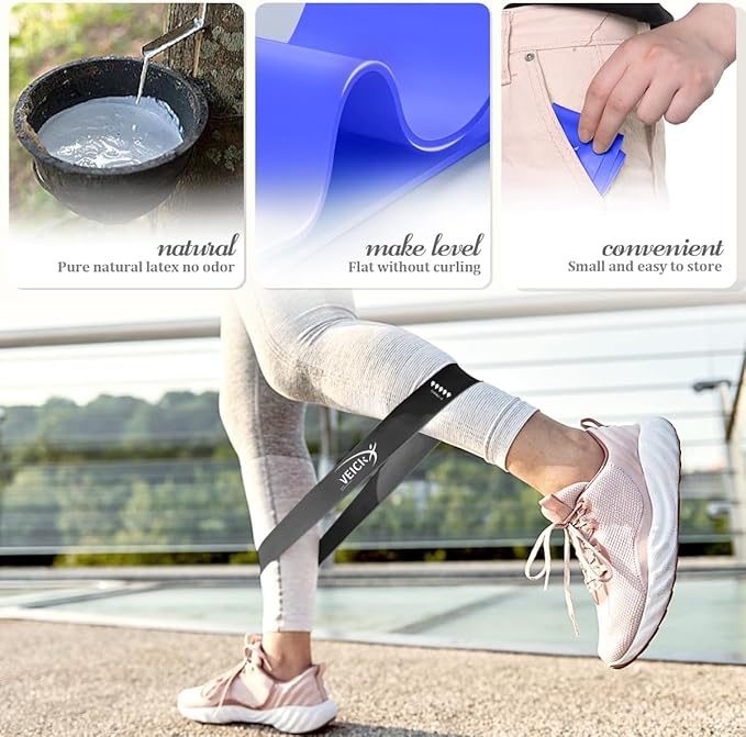 VEICK Resistance Loop Exercise Bands, Elastic Workout Bands for Men Women, Set of 5 Different Resistance Levels Stretch Band for Home Fitness Stretching Strength Training Physical Therap