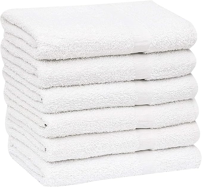 GOLD TEXTILES 36 Pack White Small Bath Towels 20x40 Inches - Cotton Blend Economy Cheap Bulk Bath Towels for Commercial Uses, Gym, Salon, Spa & Hair - Lightweight Quick Drying (36 White)