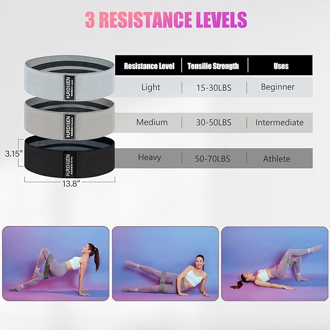 Resistance Bands for Working Out, Exercise Workout Bands for Women & Men, 3 Levels Elastic Stretch Bands for Exercise with Carry Bag for Physical Therapy, Home Fitness, Strength Training, Yoga