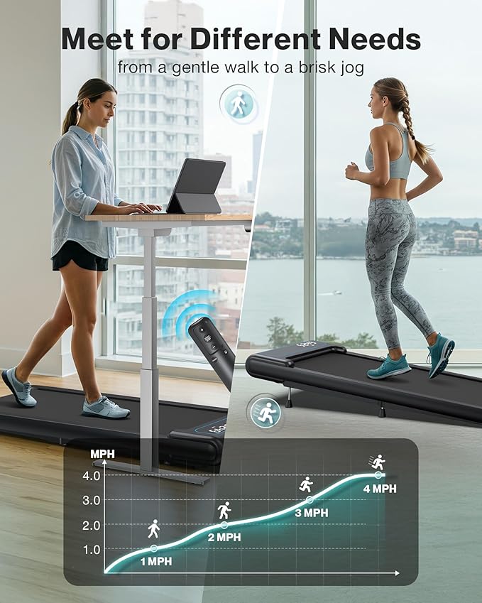 COZYINN 10% Incline Walking Pad - 2.5HP 4MPH/7.6MPH 265/340+lb Capacity Treadmills for Home, Portable Foldable Adjustable Incline Treadmill with Wide Running Area, Mute Control, Works with KINOMAP