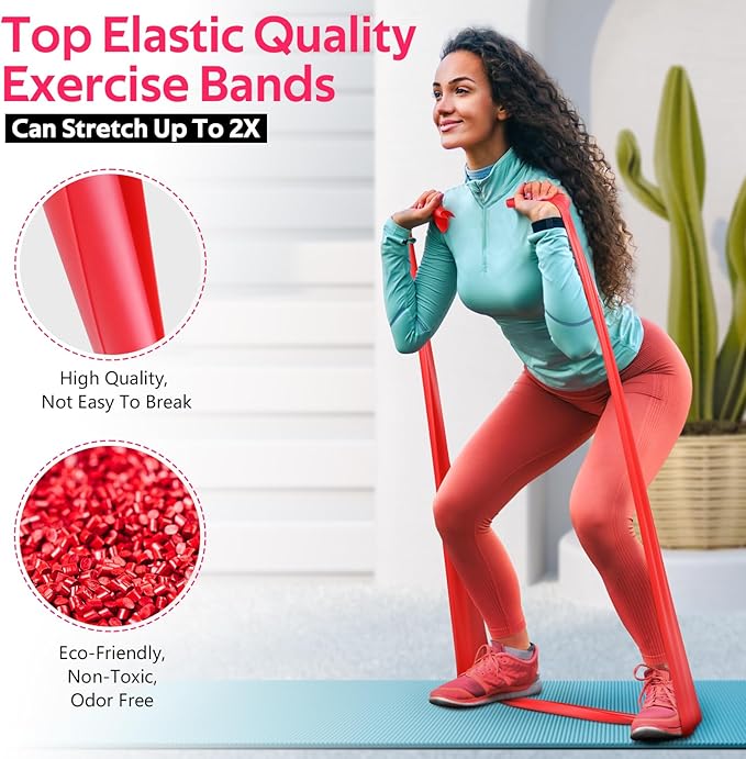 Resistance Bands for Working Out, Exercise Bands for Physical Therapy, Stretch, Recovery, Pilates, Rehab, Strength Training and Yoga Starter Set