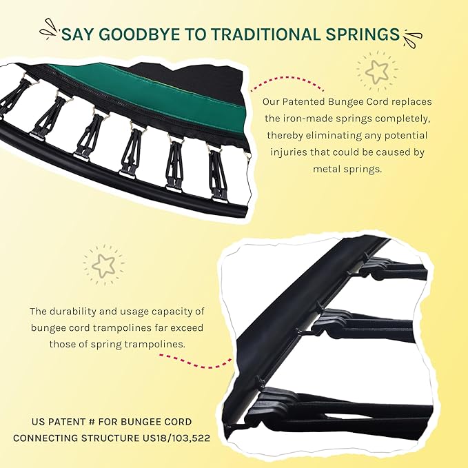 SkyBound 14 FT 12 FT 10FT 8FT 6FT Springless Trampoline for Kids and Adults - Recreational Trampolines with AntiRust Coating - Bungee Cords Outdoor Trampoline for Kids - No-Gap Design Zipper System