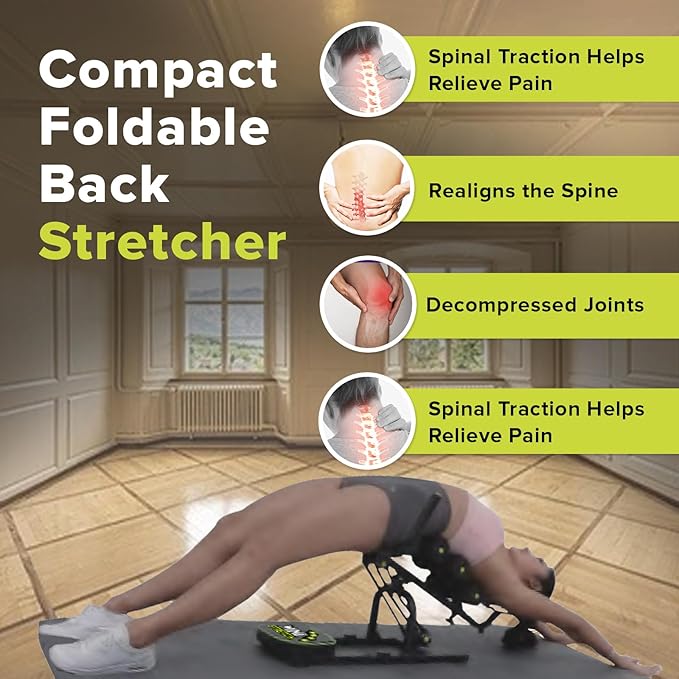 Mini Inversion Table by Mini Stretch, Relieve Back Pain, Re-Align The Spine, Stretch The Back and Neck. 330 lbs. Weight Capacity, Compact Foldable Back Stretcher