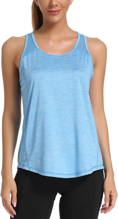 Aeuui Womens Workout Tops for Women Racerback Tank Tops Mesh Yoga Shirts Athletic Running Tank Tops Sleeveless Gym Clothes