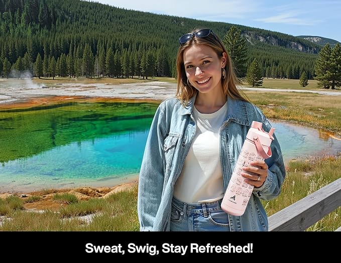 26 oz National Parks Water Bottle with Waterproof Stickers: 2-in-1 Straw Spout Lid, Keep Cold 24H, Leakproof, Car CupHolder Friendly, Insulated Stainless Steel Cup for Travel, Sports, School (Black)