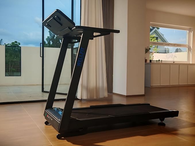 WELLFIT Auto Incline Treadmill, 10% Incline Heavyduty Treadmill with Pulse Sensor, 4.5HP, 10 MPH, 500 lbs Capacity, 20'' x 55'' Running Area Treadmills with Bluetooth Player & LED Display