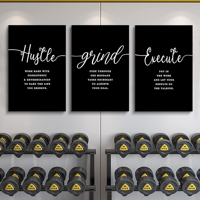 Gift for Boss,Framed Canvas Wall Art Success Quote, Office Wall Art, Black Large Poster, Positive Motivational Set of 3 Prints, Execute Failure Definition, Inspirational Print (F-3pcs,24x36inchx3pcs)