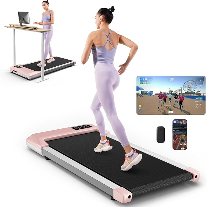 SupeRun Walking Pad, Under Desk Treadmill, 3 in 1 Portable Treadmill with Remote Control LED Display, 2.5 HP Quiet Walking Jogging Machine for Office Home Use, 300 Lbs Capacity