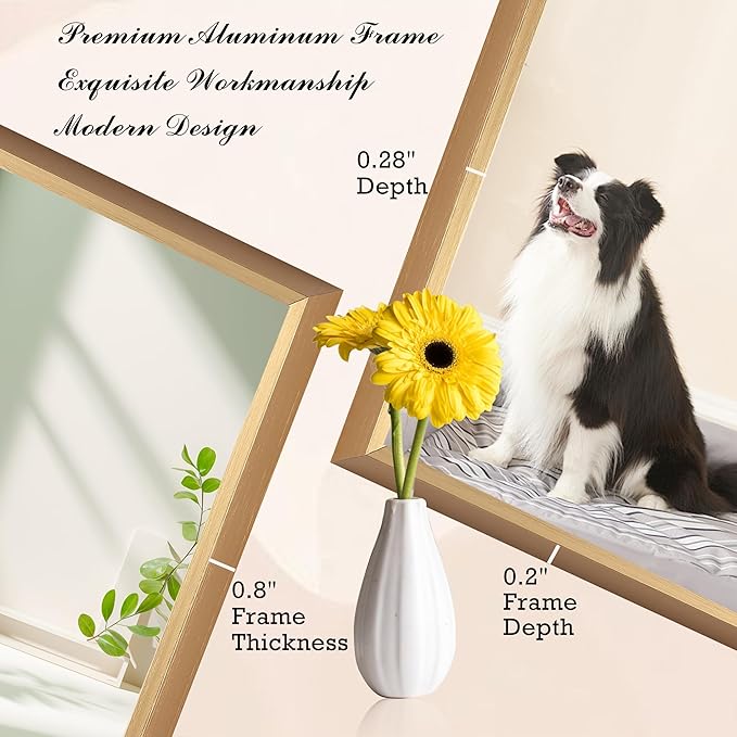 30x48 Inch Orange Gold Bathroom Mirror for Wall, Aluminum Frame Rectangle Rectangular Vanity Mirror, Modern Large for Bedroom, Living Room, Horizontal or Vertical