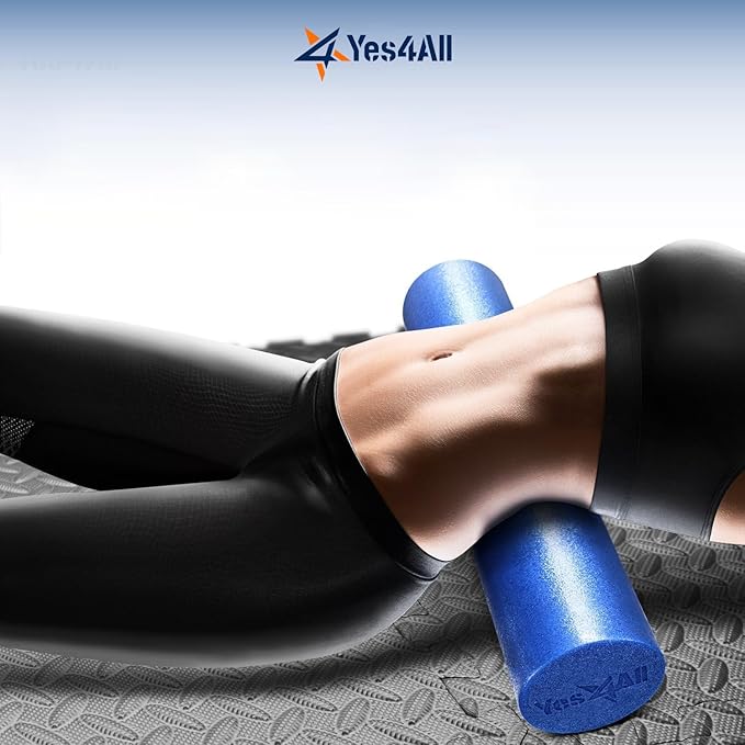 Yes4All Medium Firm Round PE Foam Roller 12, 18, 24, 36 Inches for Pilates, Yoga, Stretching, Balance & Core Exercises