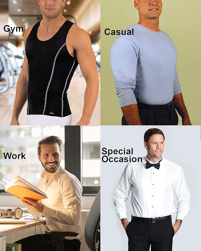 Insta Slim -Made in USA- Compression Tank-Top Shapewear for Men. Tummy Control Slimming Body-Shaper for Belly & Back Support