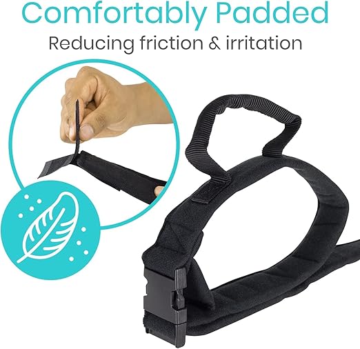 Vive Thigh Lifter Strap (2 Pack) - Pull Up Assistance Band - Medical Equipment Padded Wrist Tool For Leg Movement - Transfer Device For Limited Mobility, Knee Recovery - For Elderly, Senior & Disabled
