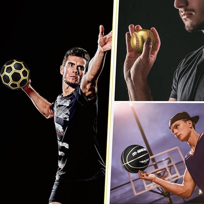 6 Pcs Multi Sport Ball Set Official Size Football, Basketball, Soccer, Volleyball, Playground Ball, Baseball with Equipment Bag Pump for Teen Adult Sport Gift Back to School