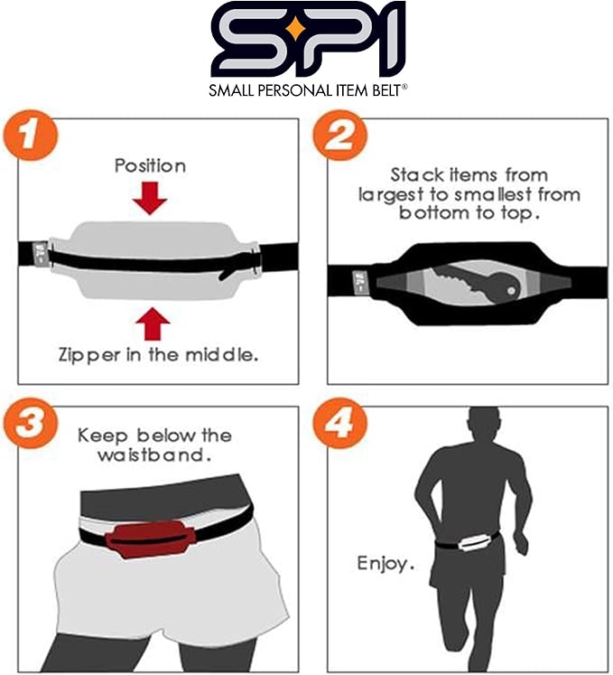 SPIbelt Running Belt for Women Men, Phone Holder for Running, Running Fanny Pack, Holder for Phone, Running Waist Pack, Adjustable Waist, [Fits All Phones]. Black with Black Zipper