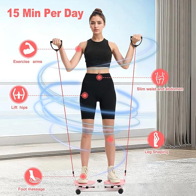 HOTSWEAT Waist Twister, Exercise Twist Boards Twisting Waist Machine for Women Belly Fat, Noiseless Ab Twister Machine with Resistance Bands, Waist Sculptor for Home Gym