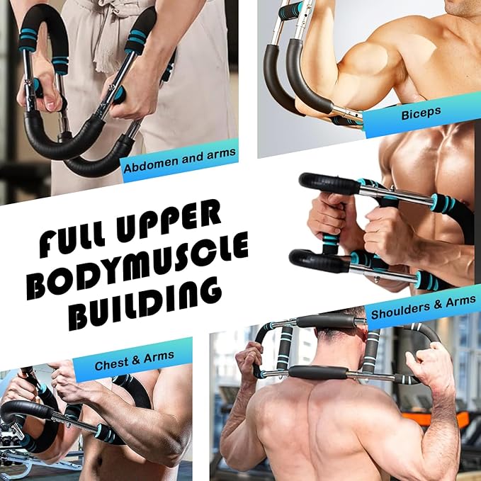 Adjustable Power Twister Bar 40-100lb, Home Gym Chest and Arm Workout Trainer with Ergonomic Foam Grip, Portable Muscle Strength Enhancer