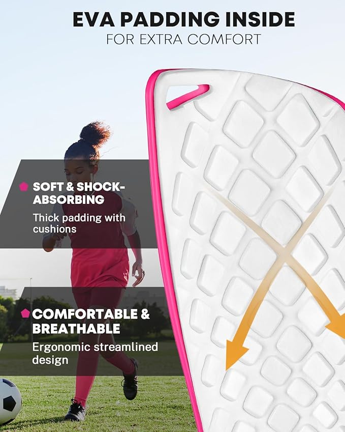 Gonex Soccer Shin Guards for Kids Adult, Youth Boys Girls Shin Guards Slip in Soccer Shin Pad Sleeves Canilleras for Football Games, EVA Cushion Protection Reduce Shocks & Injuries
