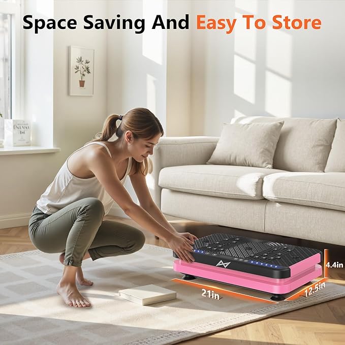 AXV Vibration Plate Fitness Platform Exercise Machine Vibrating Lymphatic Drainage Shaking Full Body Shaker Workout Vibrate Stand Shake Board Sport Gym for Weight Loss Fat Burner for Women Men