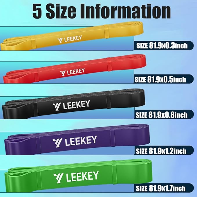 LEEKEY Resistance Bands Set for Pull-Up Assistance & Full-Body Training, Multi-Level Exercise Bands with Bag for Home Workouts, Physical Therapy, Strength Training (Men/Women)