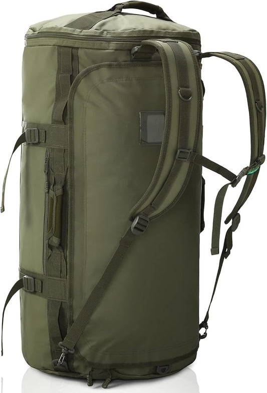 Haimont Large Duffle Backpack Bag for Men Travel, Heavy Duty Duffel Bags with Shoes Compartment for Long Trip, Camping, Water-resistant, 90L, Army Green