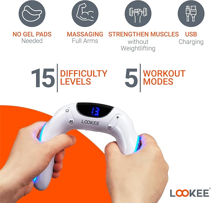 LOOKEE Arm Exerciser with 15 Levels | Arm Workout Equipment | Forearm & Hand Strengthener | Hand Strengthening Device for All Ages