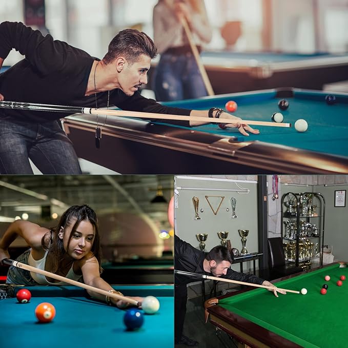 58-Inch Maple Wood Pool Cue, 2-Piece Design, 18oz-21oz ??Durable Billiard Stick with Leather Case for Home, Bar, and Competitive Play