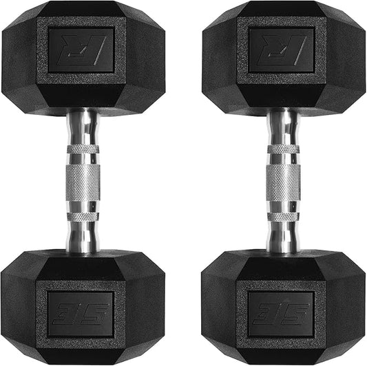 RitFit 5-650 LBS PVC Encased Hex Dumbbell Sets with Optional Rack for Home Gym, Hand weight with Chrome Handle for Strength Training, Workouts