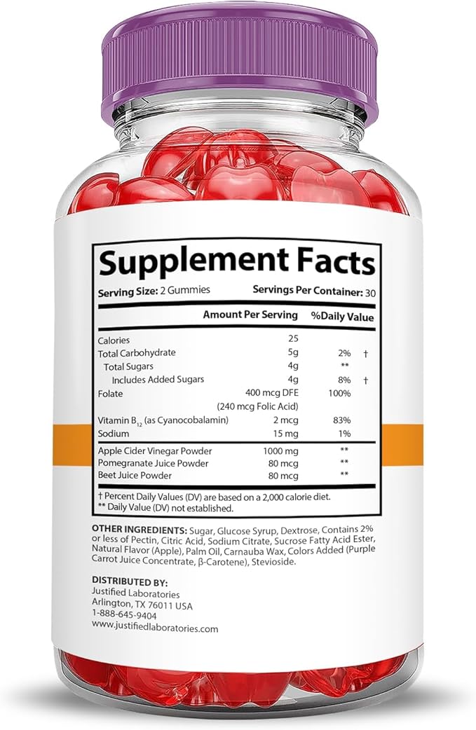 Justified Laboratories (2 Pack Rapid Ripped Keto ACV Gummies Advanced Formula 1000MG Rapidripped Formulated with Pomegranate Beet Juice Powder B12 Vegan Non GMO 120 Gummys