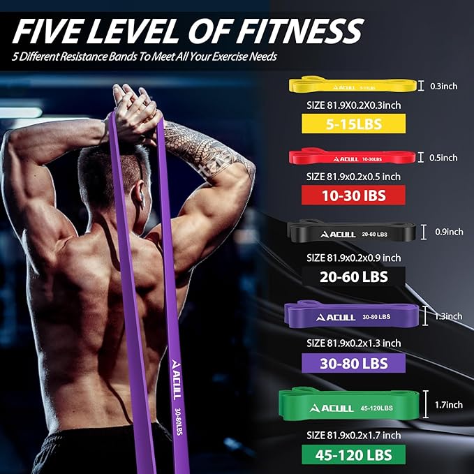 Resistance Bands for Working Out, Pull Up Assistance Bands, Exercise Workout Bands Set for Men Women, Stretch Bands for Physical Therapy, Muscle Training, Home Workouts