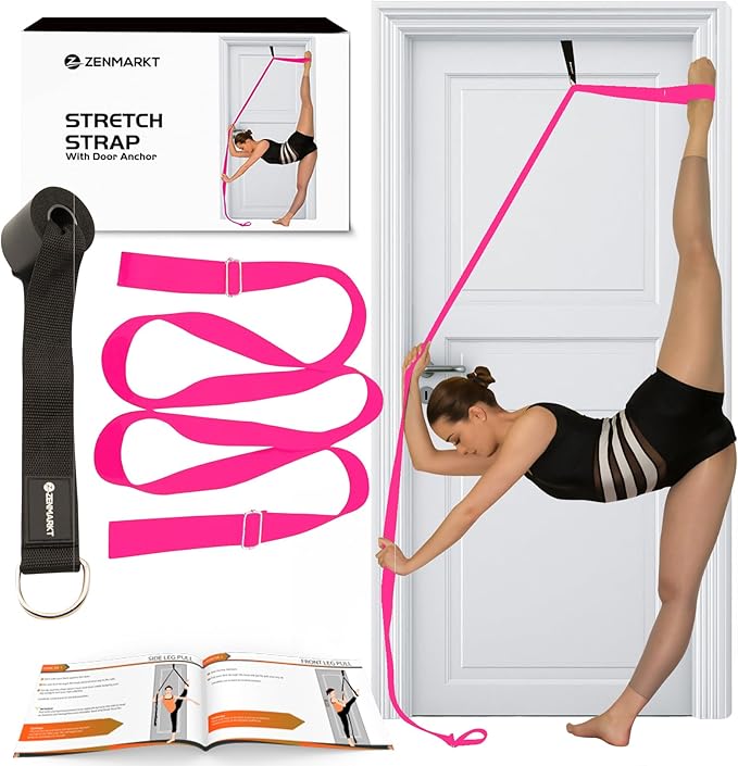 Stretching Strap With Door Anchor - Stretching Equipment to Improve Legs Flexibility - Splits Trainer For Home Ideal In Ballet, Dance, Cheerleading, Taekwondo, Yoga, Pole Dancing & Gymnastics