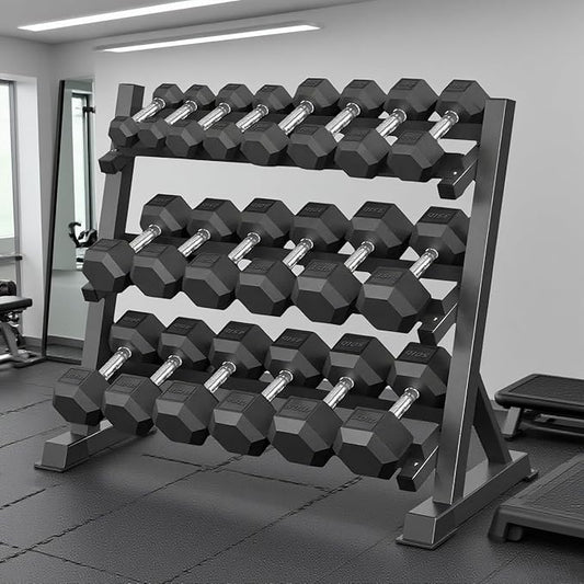 350/450/550 lbs Hex Weight Dumbbell Sets with Rack 5-50 lbs Hand Weights for Strength Training for Home Gyms Men Women Rubber Iron Rubber Coated Exercise & Fitness Muscle