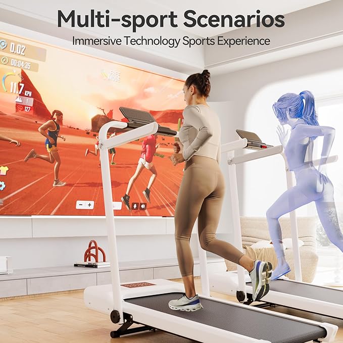 Walking Pad Treadmill with Handle bar, 3.0HP Small Foldable Treadmills for Home with APP Remote Control and LED Display, 7.5MPH Portable Treadmill 300 Lbs Capacity