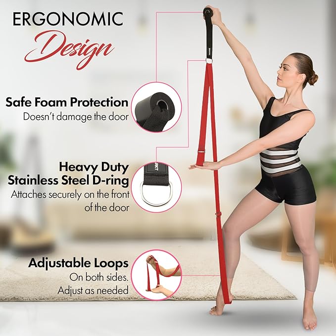 Stretching Strap With Door Anchor - Stretching Equipment to Improve Legs Flexibility - Splits Trainer For Home Ideal In Ballet, Dance, Cheerleading, Taekwondo, Yoga, Pole Dancing & Gymnastics