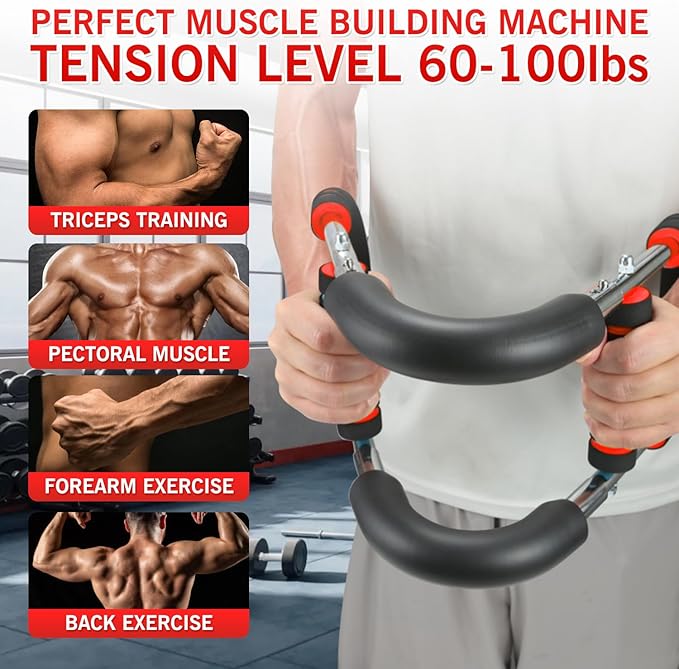 Twister Arm Trainer - Adjustable 60-100lbs Resistance Arm & Chest Workout Equipment for Home Gym Fitness , Arm Strengthener for Men, Power Twister Bar for Biceps, Forearm & Shoulder Training