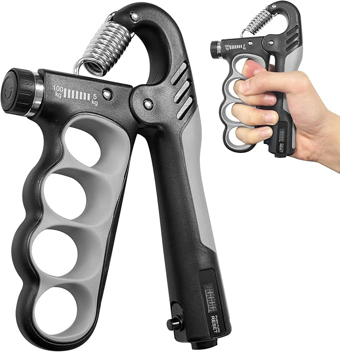Hand Grip Strengthener - 5-100KG Adjustable Hand Exerciser Grip Strength Trainer for Muscle Building, Hand Therapy and Recovery - Relieve Pain for Arthritis, Carpal Tunnel, Includes Grips and
