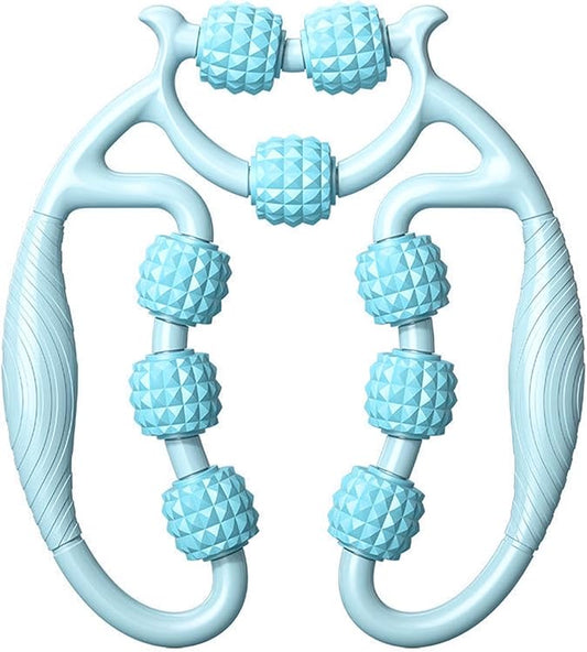 9 Wheels Muscle Roller, Leg Massager Muscle Relaxation Stretching Roller Foam Roller Deep Tissue Massager for Thigh Arms Leg Waist(Sky Blue)