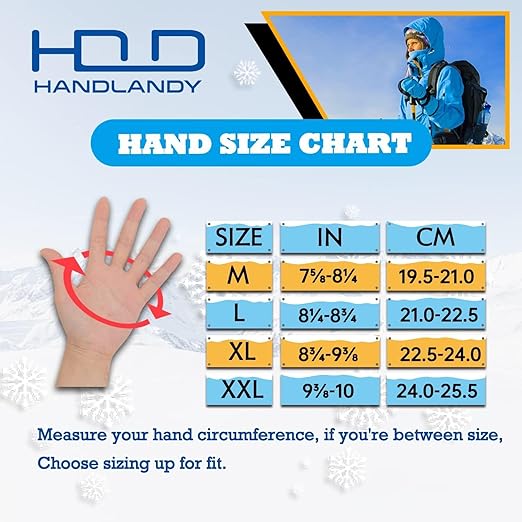 HANDLANDY Waterproof Insulated Work Gloves, 3M Thinsulate Thermal Winter Gloves for Men Women Touch Screen, Warm Ski Snowboard Cold Weather Gloves (Large, Blue)