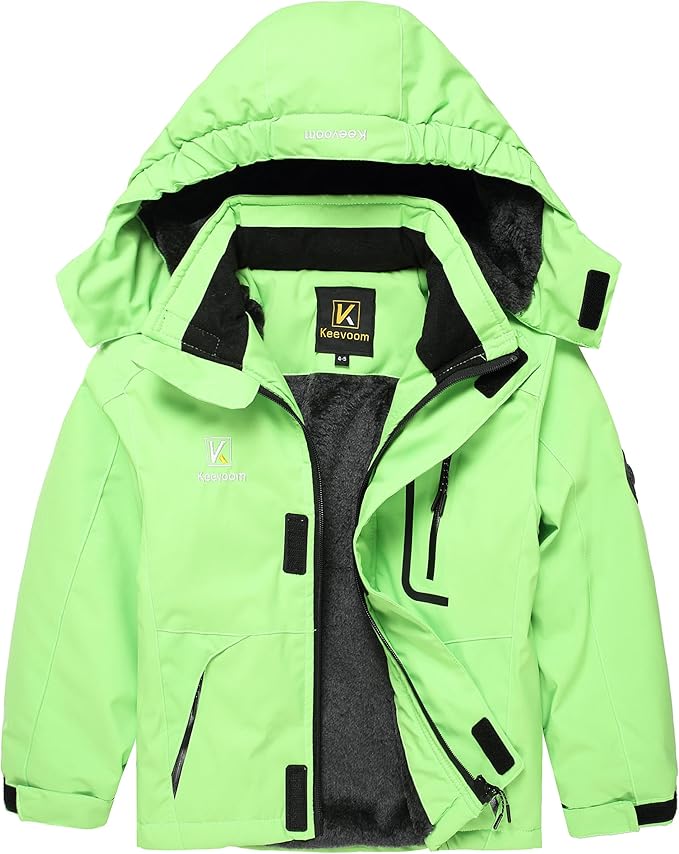 Keevoom Boys Winter Coat Ski Jacket Windproof Kids Snowboard Warm Fleece Snow Coat Waterproof Outdoor Hooded Ski Coats