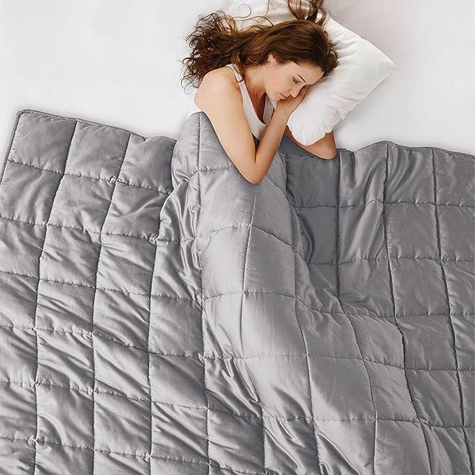 L'AGRATY Weighted Blanket - 88"x104" 20lbs Cooling Breathable Heavy Blanket Microfiber Material with Glass Beads for Adult All-Season Summer Fall Winter Soft Thick Comfort