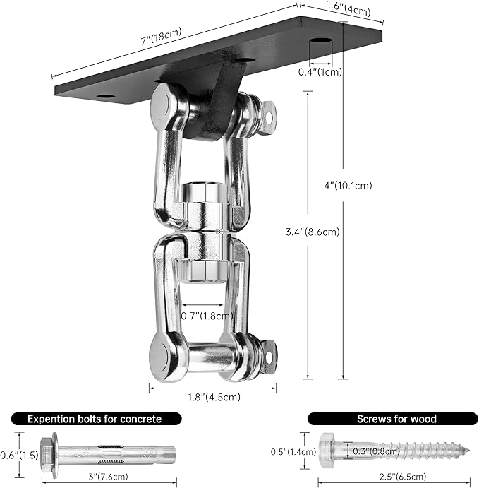 Heavy Bag Hanger,Punching Bag Mount Hanger Bracket,Ceiling Mount Hook 360°Rotation Wood Beam Holder Body Weight Strength Training Systems,Suitable for Swings and sandbags(900 LB Capacity)